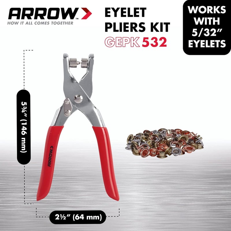 Arrow Fastener Arrow GEPK532 Eyelet Tool Kit, Hole Punch Pliers for Fabric, Leather, Canvas, Includes 100 Eyelets, 5/32-Inch, Gold,silver - Image 3